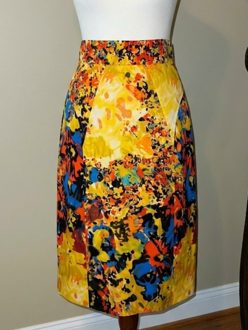 💛💙 Tracy Reese Gainsborough Watercolor Pencil Skirt